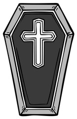 Obraz premium Gravesite coffin with a prominent Christian cross symbol illustration