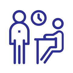 Doctor Visit Setup: Waiting Patient at Desk with Clock in a Medical Office Scene