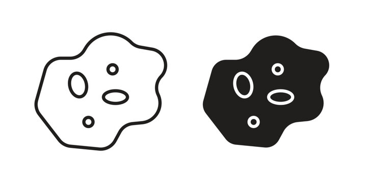 Human cells icons. Solid black silhouette and line art outline. Minimal design element,