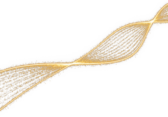 Abstract golden light wave flowing with glittering dust particles representing electronic data stream or genetic DNA structure for premium technology and high-speed communication network background