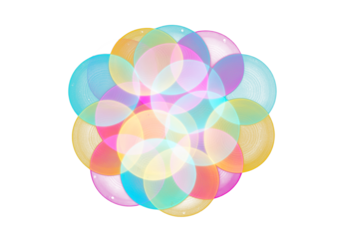 Diversity and inclusion abstract symbol representing global team collaboration and community unity through overlapping colorful circles showing synergy and connection in a modern social environment