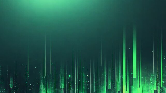 Digital green data stream glitch abstract background