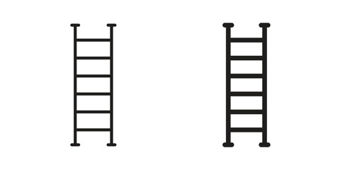 Ladder icons. Solid black silhouette and line art outline. Minimal design element,