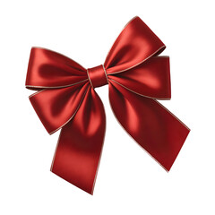 Luxury Red Satin Christmas Bow Isolated PNG