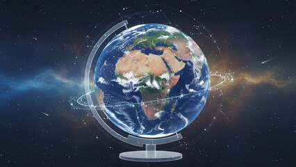 Earth Globe with Space Background and Galaxy View.