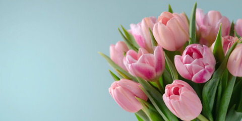 Bouquet of pink tulip flowers, valentines or mother's day