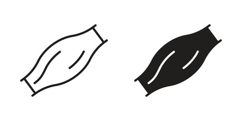 Muscle fiber icons. Solid black silhouette and line art outline. Minimal design element,