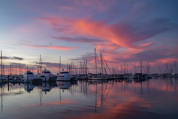 spectacular sunrise at the marina