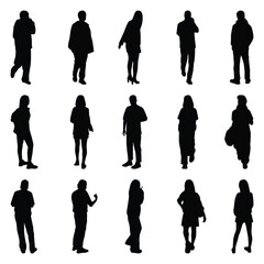 Vector collection set of individual people silhouettes.	