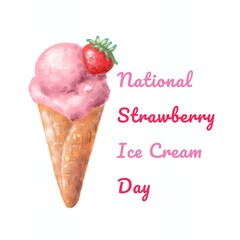 National strawberry ice cream day poster graphic design