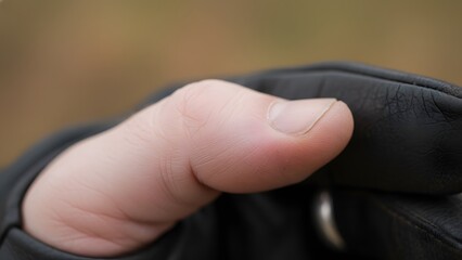 Close-up of Hand Holding a Black Object.