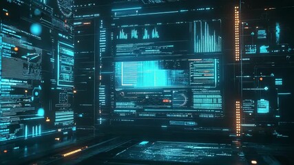 Digital data processing in futuristic cyber interface environment - Powered by Adobe
