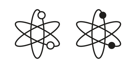 Photon icons. Solid black silhouette and line art outline. Minimal design element,