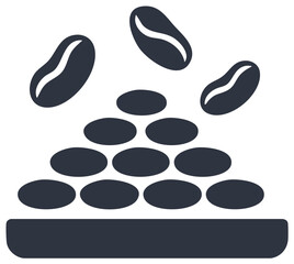 Obraz premium Coffee Beans Stacked and Falling Icon