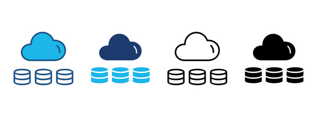 Cloud Data Icon Set With Multiple Styles. Vector Illustration