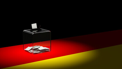Urne de vote pour des &eacute;lections en Allemagne, &eacute;clair&eacute;e par un projecteur - rendu 3D