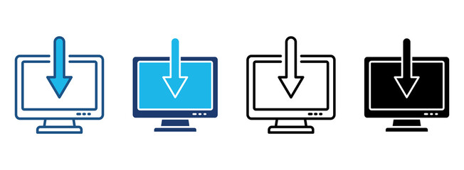 Download Icon Set With Multiple Styles. Vector Illustration