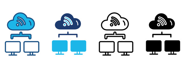 Network Connection Icon Set With Multiple Styles. Vector Illustration