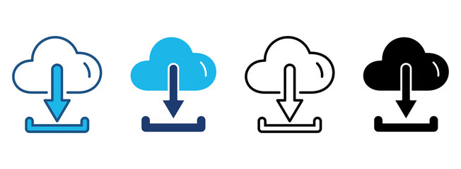 Arrow Down Icon Set With Multiple Styles. Vector Illustration