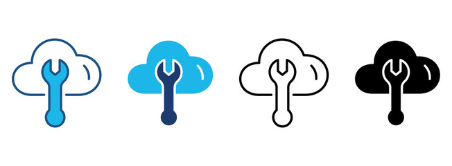 Maintenance Icon Set With Multiple Styles. Vector Illustration