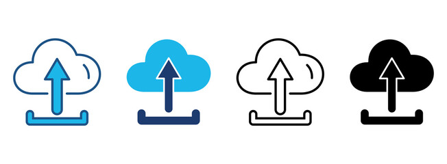 Upload Icon Set With Multiple Styles. Vector Illustration