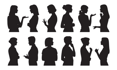 Group of diverse people standing together silhouette.