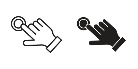 Self service icons. Solid black silhouette and line art outline. Minimal design element,
