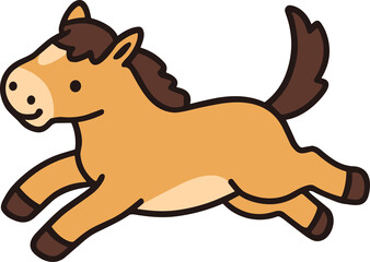 2026 Year of the Horse Cute Jumping Horse Vector Illustration, Lunar New Year Mascot Character
