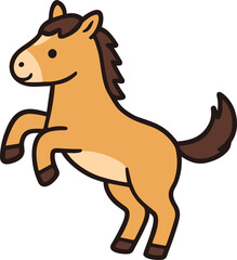 2026 Year of the Horse Cute Rearing Horse Vector Illustration, Lunar New Year Mascot