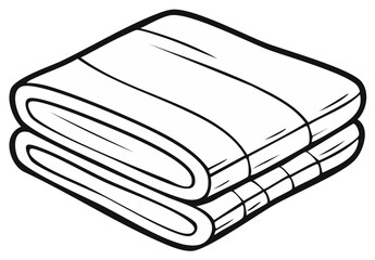 Cartoon Line Art Illustration of Two Neatly Folded Towels Stacked