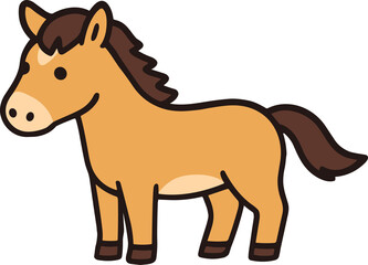 2026 Year of the Horse Cute Standing Horse Side View Vector Illustration, Lunar New Year Mascot