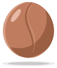 Single coffee bean illustration with rich brown color and elegant split detail for beverage concepts