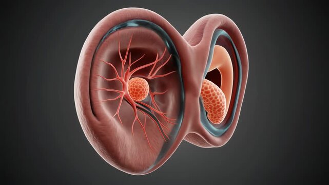 Detailed 3D CGI Render of Human Ear Anatomy and Nerve Structure