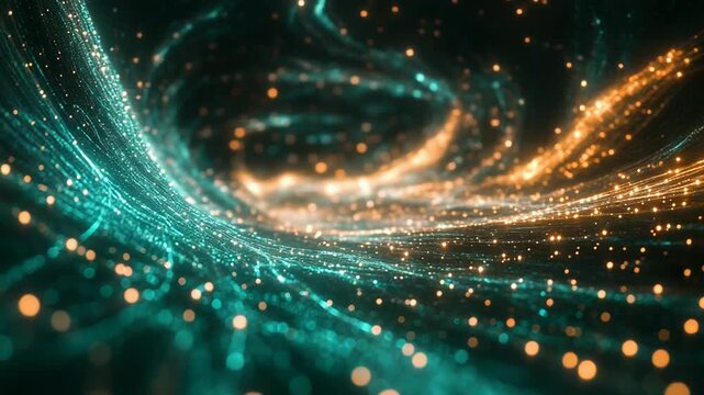 Digital data flow creating abstract vibrant network connections