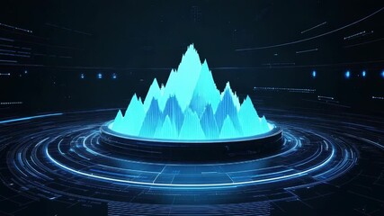 Digital data analysis displaying holographic soundwave chart in a futuristic interface - Powered by Adobe