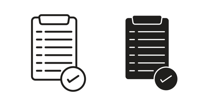 Summary icons. Solid black silhouette and line art outline. Minimal design element,