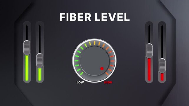 Fiber level gauge animation for digestion support, gut health and nutrition wellness visuals