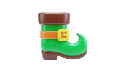 3D Rendered Leprechaun Boot on White Background