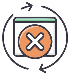 Obraz premium Refresh Action with Cancel Icon, Website Page Re-Loading, Repeating Process