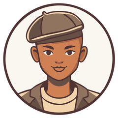 Obraz premium Stylized Avatar of a Young Man Wearing a Flat Cap and Jacket