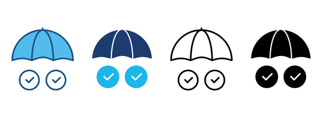 Insurance Icon Set With Multiple Styles. Vector Illustration