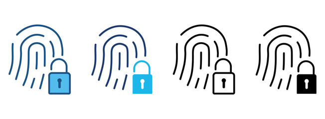 Fingerprint Icon Set With Multiple Styles. Vector Illustration