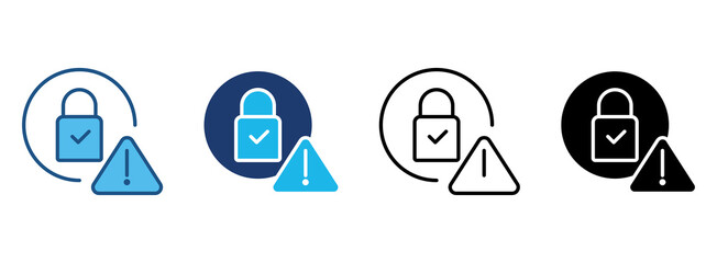 Security Warning Icon Set With Multiple Styles. Vector Illustration