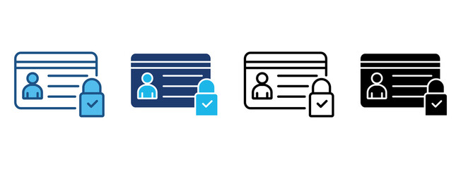 Secured Payment Icon Set With Multiple Styles. Vector Illustration