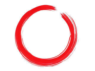 Red circular brush stroke isolated on transparent background