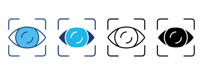 Eye Scan Icon Set With Multiple Styles. Vector Illustration