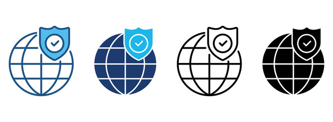 Secured Network Icon Set With Multiple Styles. Vector Illustration
