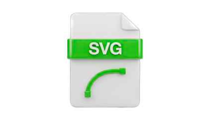 3D SVG File Icon with Green Ribbon and Vector Graphic