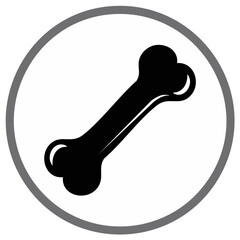 Fototapeta premium Simple Black Bone Icon in a Gray Circle Graphic Illustration