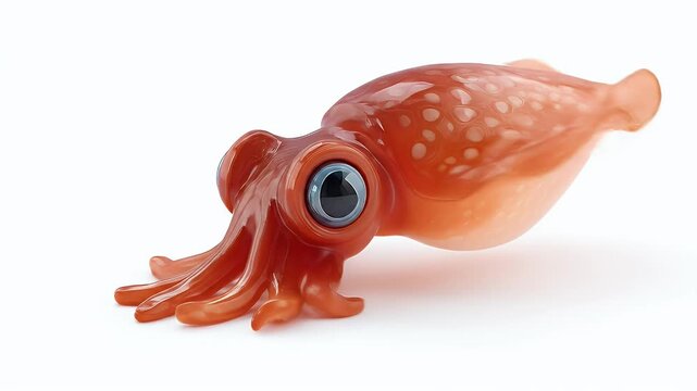 Cute Orange Squid Toy on White Background.